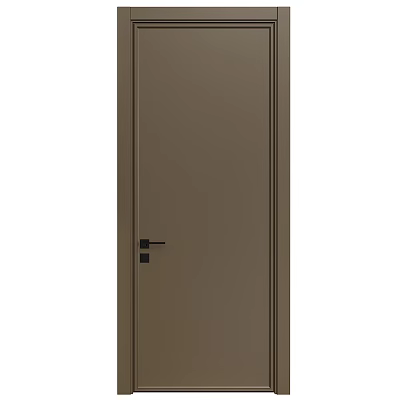 Modern Brown Hinged Door With Sleek Design And Black Handle For Home Interior 3d model