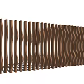 Bed Accent Wall With Wooden Wavy Slat Design 3d model