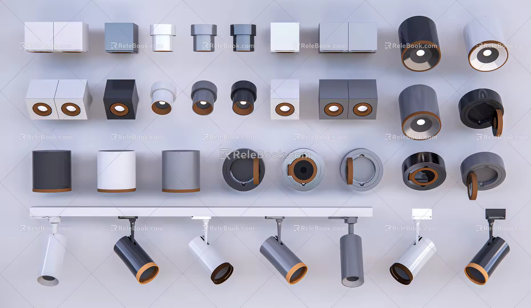 Modern spotlight downlight spotlight ceiling lamp combination spotlight combination track spotlight 3d model