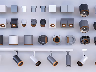 Various Black White Gray Modern Downlights And Spotlights With Ceiling Mount Styles 3d model