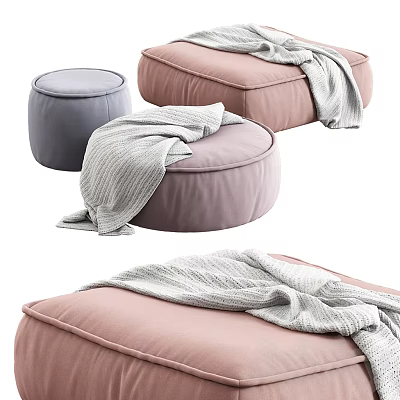 Gray and Pink Ottoman Poufs With Cozy Blankets For Living Room Decor 3d model Gray and Pink Ottoman Poufs With Cozy Blankets For Living Room Decor 3d model