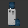 Modern Standing Water Dispenser With Blue Water Bottles And Simple Design Structure