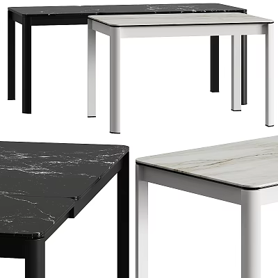 Contemporary Black And White Marble Top Tables With Sleek Metal Legs Design 3d model