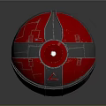 Mechanical Sphere Design With Red And Black Metallic Panels And Geometric Patterns