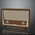 Vintage Radio With Wooden Frame Mesh Speaker Grille And Tuning Knobs