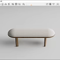 Modern Simple Sofa Bench with Light Gray Fabric Seat and Black Wooden Legs Design
