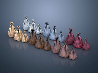 Colorful Fabric Storage Bags with Various Sizes and Patterns for Household Use 3d model