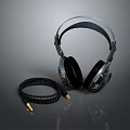 High Quality Black And Silver Over Ear Headphones With Braided Cable Modern Audio Design 3d model