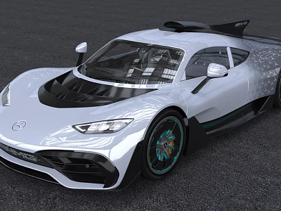 Silver Sports Car With Sleek Design Rear Spoiler Black Accents And Green Alloy Wheels 3d model