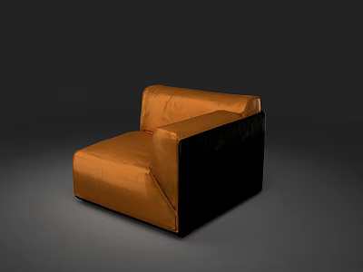 Orange Modern Single Seater Sofa Set With Sleek Upholstered Design 3d model