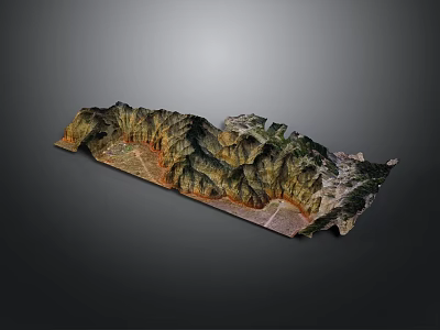 Detailed 3D Terrain Model With Mountainous Topographic Features And Elevation Details 3d model
