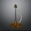 Carved Wooden Decorative Household Item With Curved Neck And String Details