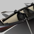 Stylish Dark Canoe With Paddles Seats And Beige Interior Design