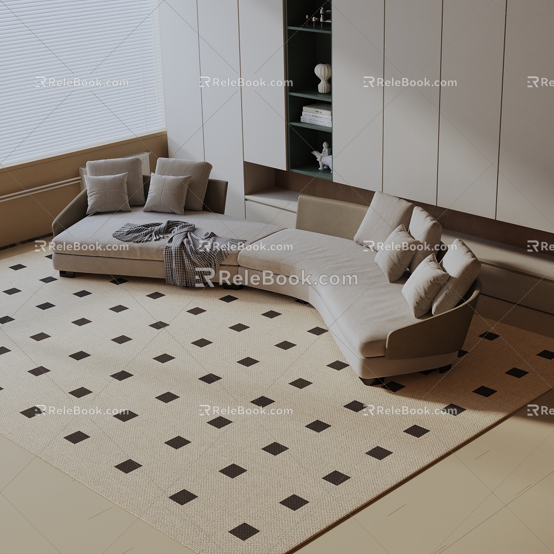 Modern three-seat sofa 3d model