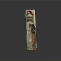 Classical Architectural Model Showcasing Arched Wooden Doorway With Carved Stone Trim