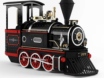 Vintage Black Red Steam Train Model With Red Wheels White Rims And 777 Number 3d model