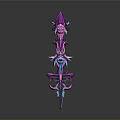 Decorative Fantasy Weapon With Purple Blue Hues And Intricate Ornate Design Elements