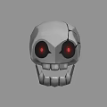 Game and Movie Character 3D Skull Model with Cracked Structure and Red Glowing Eyes