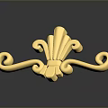 Elegant Golden Decorative Ornament With Curved Scrolls And Intricate Design