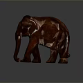 Brown Handcrafted Wooden Elephant Sculpture With Detailed Carving As Decorative Art Piece