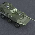 Detailed Military Green Wheeled Tank With Turret And Cannon Equipment