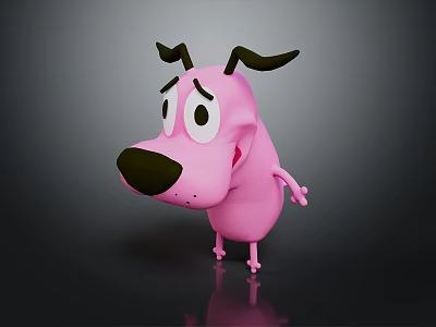 Cute Pink Dog Doll With Big Eyes And Adorable Cartoon Expression 3d model