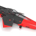Red and Black Fighter Jet Model With Number 152 Triangular Logos And Streamlined Cockpit Design 3d model