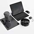 Modern Tablet Computer Laptop Earphone Coffee Cup 3d model