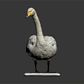 White Swan Taxidermy Bird Specimen Display on White Base Against Gray Background