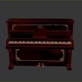 Classical Style Dark Red Piano With Golden Decorations And Exquisite Home Living Design
