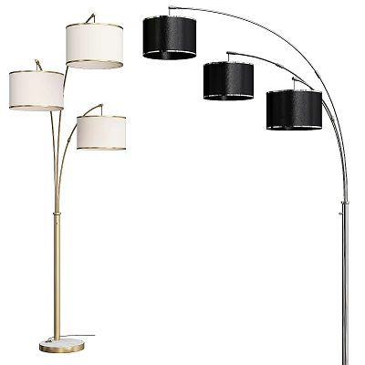 Modern Arc Floor Lamps With White And Black Fabric Shades For Living Room 3d model