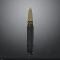 Tactical Ammunition Bullet With Golden Tip Black Body And Yellow Accents Design