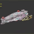 Detailed Futuristic Spaceship Model in White and Teal Sci Fi Design