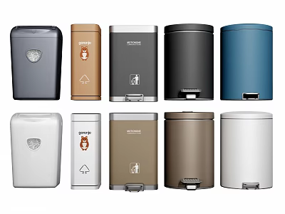 Public Facility Recycling Trash Bins With Foot Pedal And Various Colors Design 3d model
