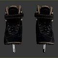 Navy Blue Leather Ice Skates With Tan Lining And Steel Blades For Daily Use