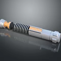 Futuristic Silver Weapon Featuring Black Stripes And Orange Energy Core
