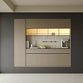 Modern Kitchen Sideboard With Glass Doors Lighting Storage And Coffee Machine