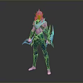Man With Blue Hair In Fantasy Costume And Detailed 3D Character Design