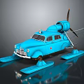 Blue Vintage Amphibious Car Style Water Vehicle With Propeller And Floats
