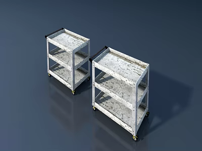 Mobile Multi Tier Metal Display Shelves With Wheels For Industrial Storage Utility 3d model