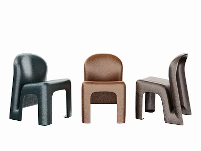 Three Different Colored Modern Children's Chairs With Rounded Design And Lightweight Structure 3d model