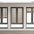 Brown Wooden Window Blinds on White Framed Windows in Light Interior