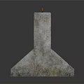 Heavy Duty Concrete Barrier With Orange Lifting Rings And Rusty Surface Stains