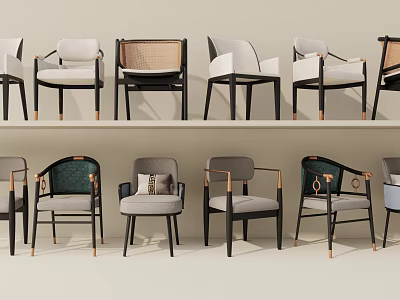 Stylish Modern Dining Chairs With Diverse Designs Comfortable Seats And Metal Accents For Home 3d model
