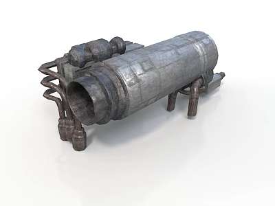 Industrial Metal Pipe Equipment With Structural Supports And Mechanical Components 3d model