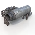 Industrial Metal Pipe Equipment With Structural Supports And Mechanical Components