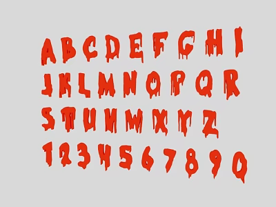 Red Alphabet Letters And Numbers Display With Bold Stylish Font Design 3d model
