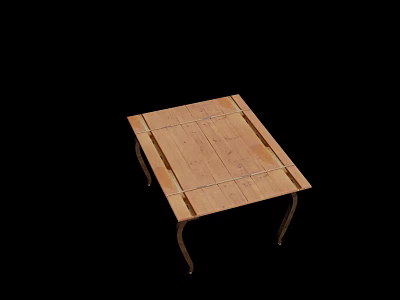 Simple Wooden Desk With Square Plank Top And Metal Legs Design 3d model