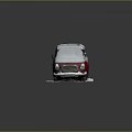 Vintage Red Snow Covered Van On White Platform With Gray Background 3d model