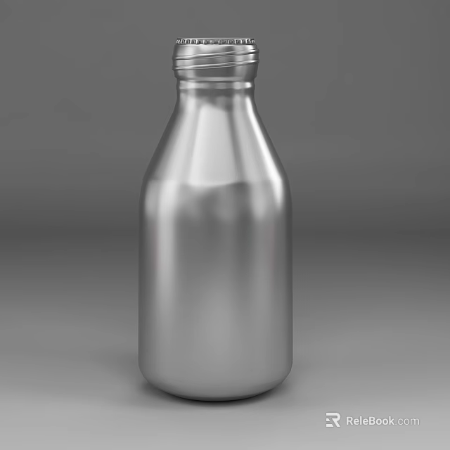 Silver Bottle With Smooth Shiny Surface And Modern Minimalist Design 3d model 